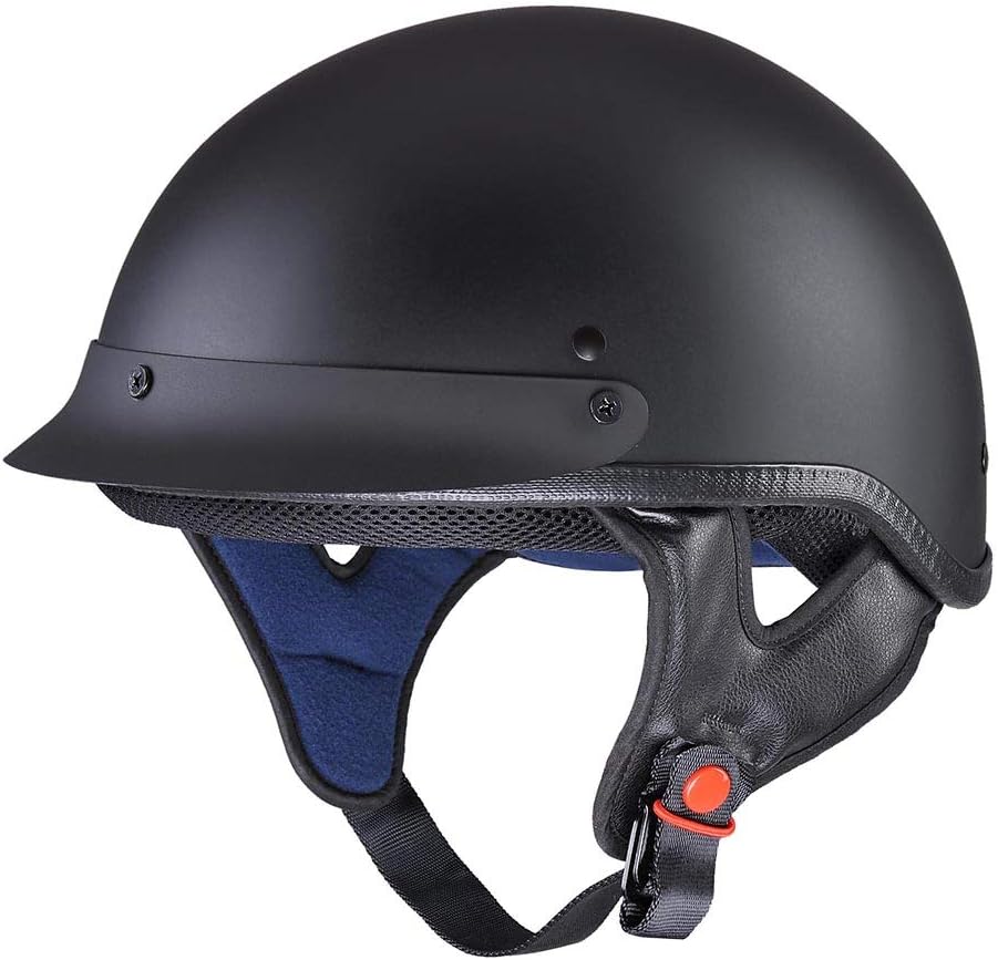 ahr 摩托车半面头盔 dot 批准摩托车巡逻车切碎机哑光黑色 x大码 黑色